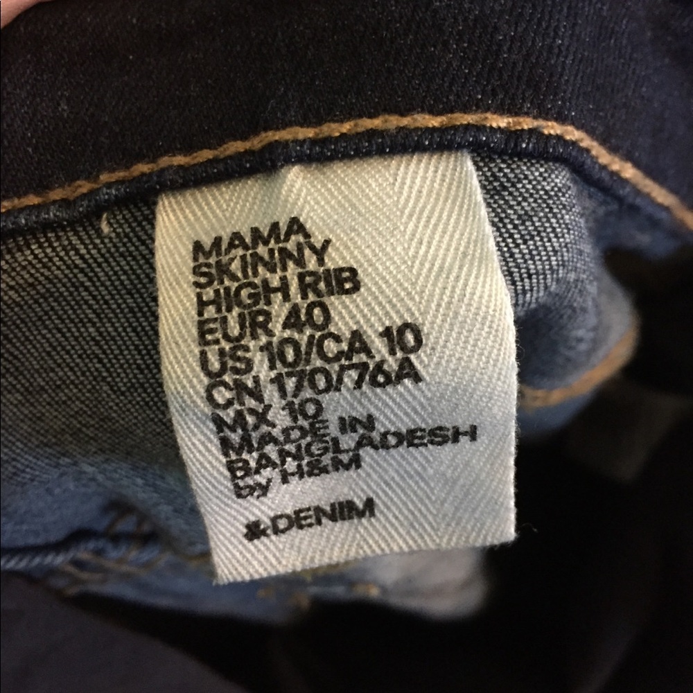 H&M brand, size 10 skinny maternity jeans. Cute!